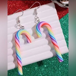 $2 Rainbow Candy Cane Earrings New $2 WITH ANY $10 ORDER OR MORE